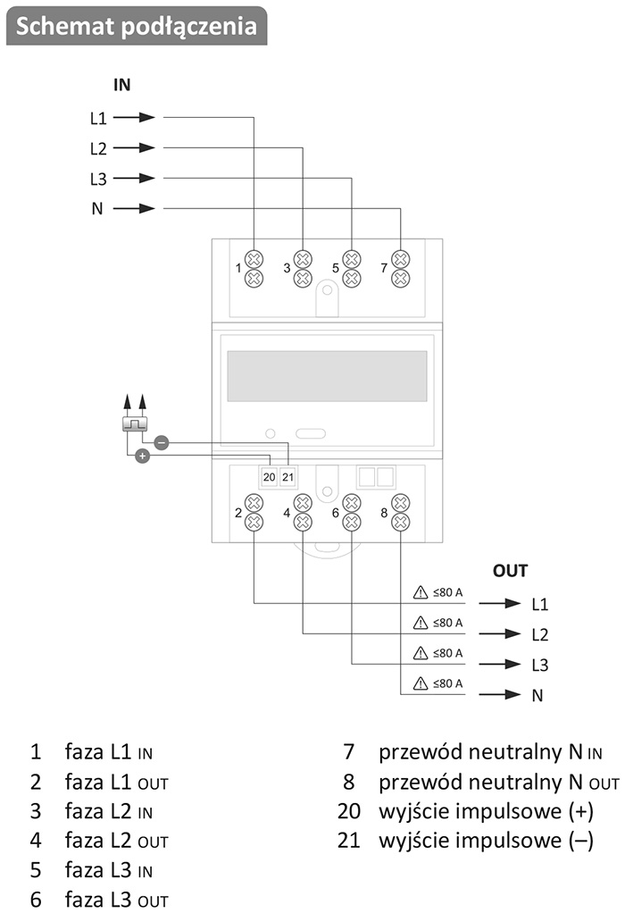 WZE-3 licznik zużycia prądu - schemat podłączenia